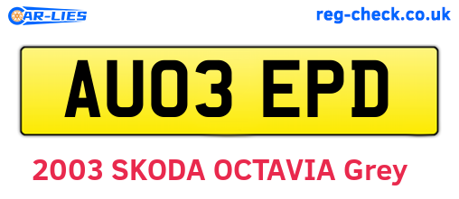 AU03EPD are the vehicle registration plates.