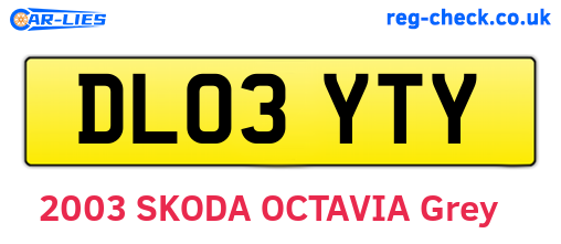 DL03YTY are the vehicle registration plates.