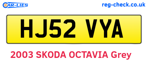 HJ52VYA are the vehicle registration plates.