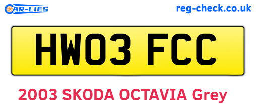 HW03FCC are the vehicle registration plates.