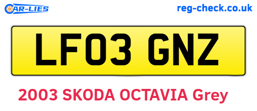 LF03GNZ are the vehicle registration plates.