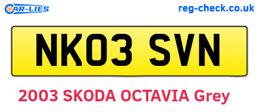 NK03SVN are the vehicle registration plates.