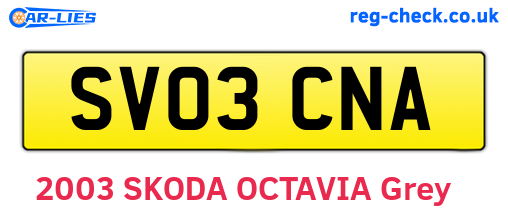 SV03CNA are the vehicle registration plates.