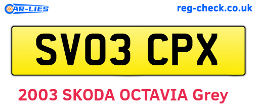 SV03CPX are the vehicle registration plates.