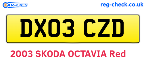 DX03CZD are the vehicle registration plates.