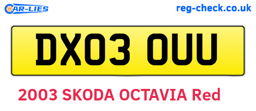 DX03OUU are the vehicle registration plates.