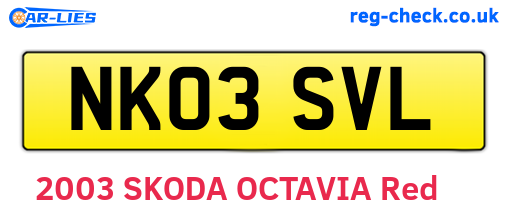 NK03SVL are the vehicle registration plates.