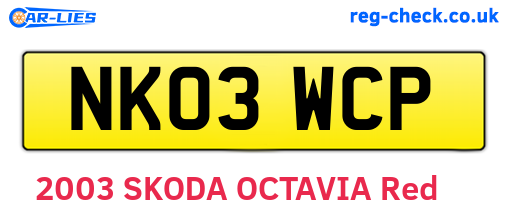 NK03WCP are the vehicle registration plates.