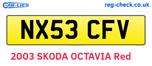 NX53CFV are the vehicle registration plates.