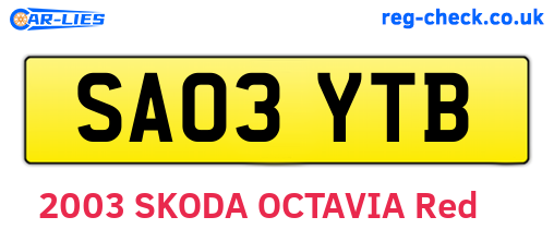 SA03YTB are the vehicle registration plates.