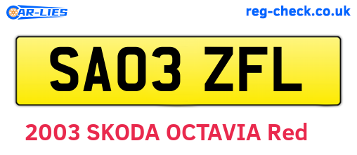 SA03ZFL are the vehicle registration plates.