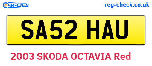 SA52HAU are the vehicle registration plates.