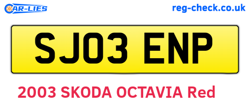 SJ03ENP are the vehicle registration plates.