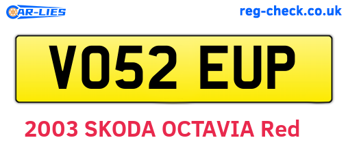 VO52EUP are the vehicle registration plates.