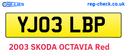YJ03LBP are the vehicle registration plates.