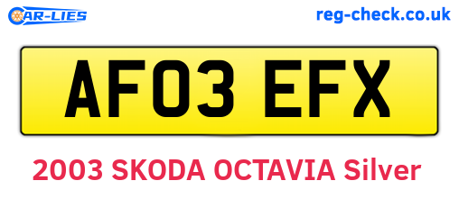 AF03EFX are the vehicle registration plates.