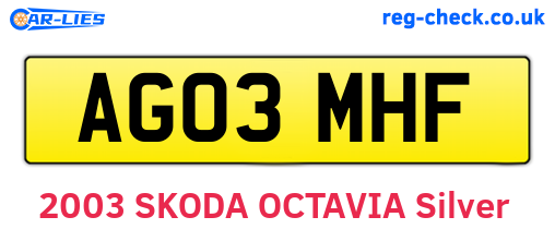 AG03MHF are the vehicle registration plates.