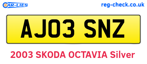 AJ03SNZ are the vehicle registration plates.