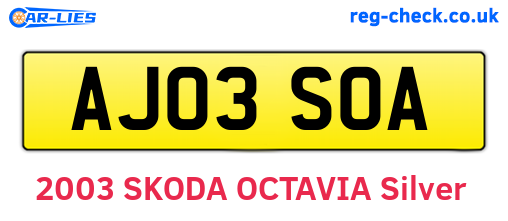 AJ03SOA are the vehicle registration plates.