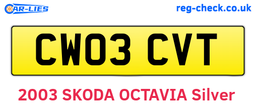 CW03CVT are the vehicle registration plates.