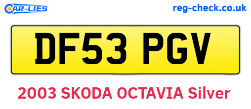 DF53PGV are the vehicle registration plates.