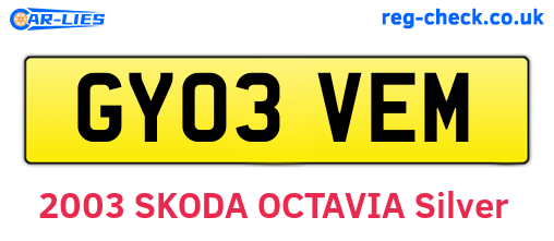 GY03VEM are the vehicle registration plates.
