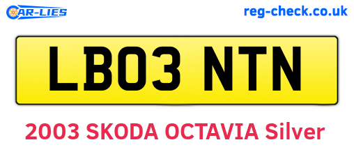 LB03NTN are the vehicle registration plates.
