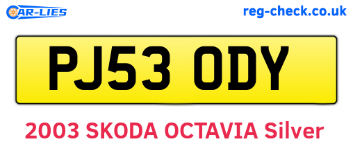 PJ53ODY are the vehicle registration plates.