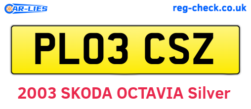 PL03CSZ are the vehicle registration plates.