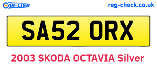 SA52ORX are the vehicle registration plates.