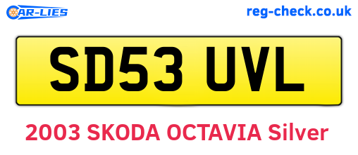 SD53UVL are the vehicle registration plates.