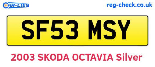 SF53MSY are the vehicle registration plates.