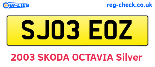 SJ03EOZ are the vehicle registration plates.