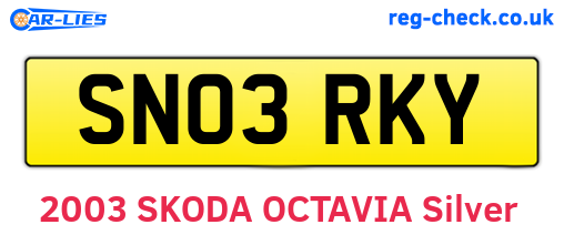 SN03RKY are the vehicle registration plates.