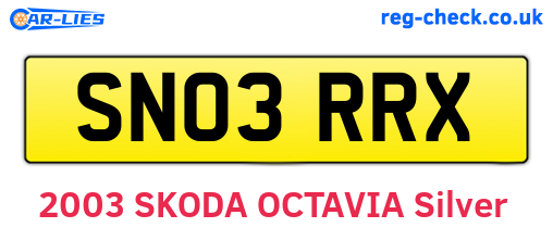 SN03RRX are the vehicle registration plates.