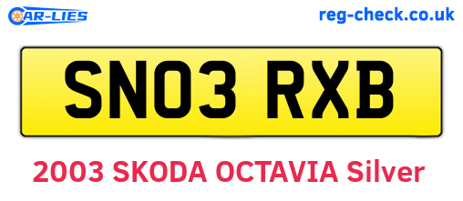 SN03RXB are the vehicle registration plates.