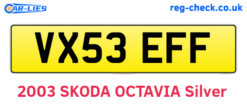 VX53EFF are the vehicle registration plates.