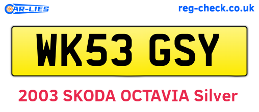 WK53GSY are the vehicle registration plates.