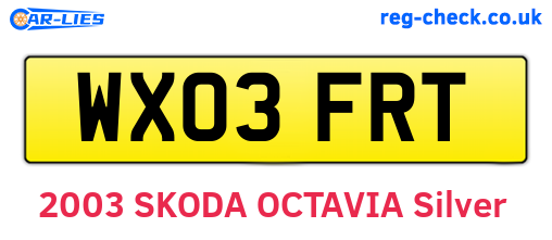 WX03FRT are the vehicle registration plates.
