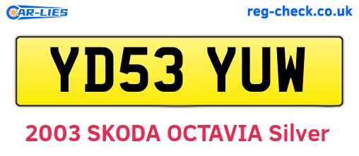 YD53YUW are the vehicle registration plates.