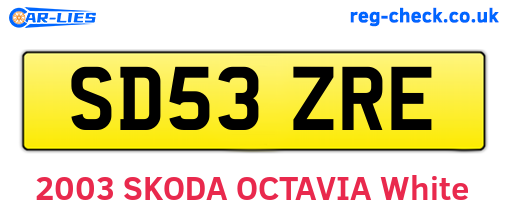 SD53ZRE are the vehicle registration plates.