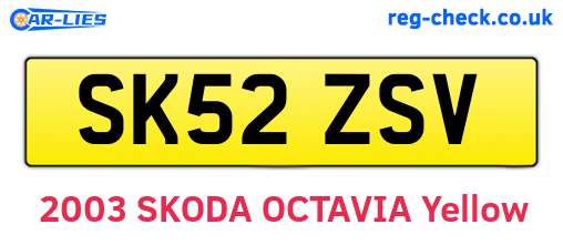 SK52ZSV are the vehicle registration plates.