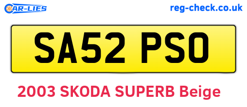 SA52PSO are the vehicle registration plates.