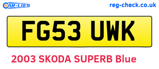 FG53UWK are the vehicle registration plates.
