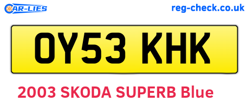 OY53KHK are the vehicle registration plates.