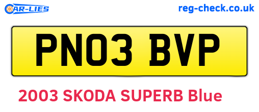 PN03BVP are the vehicle registration plates.