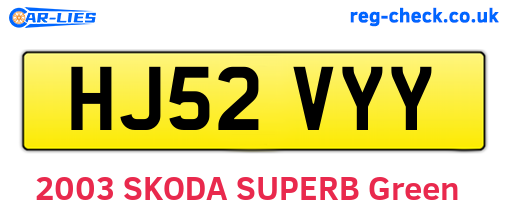 HJ52VYY are the vehicle registration plates.