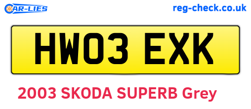 HW03EXK are the vehicle registration plates.