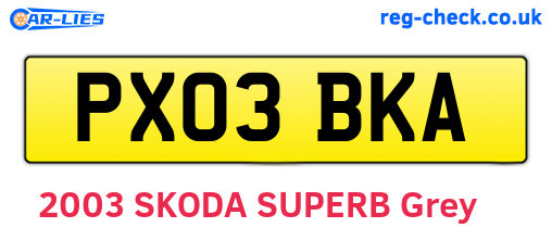 PX03BKA are the vehicle registration plates.