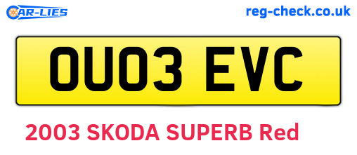 OU03EVC are the vehicle registration plates.